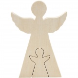 2in1 - Holzfigur, Engel, H 7,8+20 cm, T 2 cm, B 4,5+14,3 cm, 1 Set