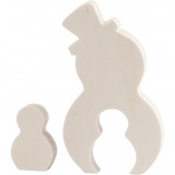 2in1 - Holzfigur, Schneemänner, H 4,5+11,5 cm, T 1,2 cm, B 3+6,5 cm, 1 Set