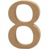Zahl, 8, H 8 cm, Dicke 1,5 cm, 1 Stk