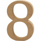Zahl, 8, H 8 cm, Dicke 1,5 cm, 1 Stk