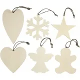Weihnachtsanhänger, Größe 9-11 cm, Dicke 4 mm, 6 Stk/ 1 Pck
