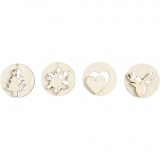 Hänge-Dekoration 2 in1 - Sortiment, D 7 cm, Lochgröße 3 mm, Dicke 4 mm, 8 Stk/ 1 Pck