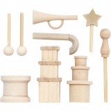 Kleine Gegenstände aus Holz, L: 2-5,5 cm, 1 Pck