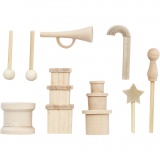 Kleine Gegenstände aus Holz, L 2-5,5 cm, 1 Pck