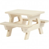 Picknick-Tisch mit Bank, H 5,5 cm, L 8 cm, B 8 cm, 1 Stk