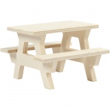 Picknick-Tisch mit Bank, H 5,5 cm, L 8 cm, B 8 cm, 1 Stk