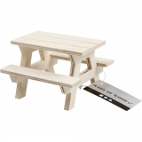 Picknick-Tisch mit Bank, H 5,5 cm, L 8 cm, B 8 cm, 1 Stk