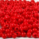 Holzperlen, D 5 mm, Lochgröße 1,5 mm, ca. 150 Stk, Rot, 6 g/ 1 Pck