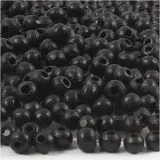 Holzperlen, D 5 mm, Lochgröße 1,5 mm, ca. 150 Stk, Schwarz, 6 g/ 1 Pck