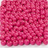Holzperlen, D 5 mm, Lochgröße 1,5 mm, Pink, 150 Stck., 6 g/ 1 Pck