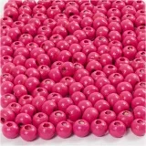 Holzperlen, D 5 mm, Lochgröße 1,5 mm, ca. 150 Stk, Pink, 150 Stck., 6 g/ 1 Pck