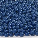 Holzperlen, D 5 mm, Lochgröße 1,5 mm, ca. 150 Stk, Blau, 6 g/ 1 Pck