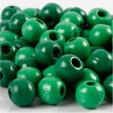 Holzperlen, D 12 mm, Lochgröße 3 mm, ca. 40 Stk, Grün, 22 g/ 1 Pck