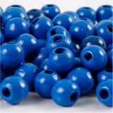 Holzperlen, D 12 mm, Lochgröße 3 mm, Blau, 22 g/ 1 Pck