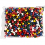 Holzperlen-Mix, D 10 mm, Lochgröße 3 mm, Sortierte Farben, 230 g/ 1 Pck