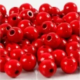 Holzperlen, D 8 mm, Lochgröße 2 mm, ca. 80 Stk, Rot, 15 g/ 1 Pck
