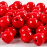 Holzperlen, D 10 mm, Lochgröße 3 mm, ca. 70 Stk, Rot, 20 g/ 1 Pck
