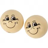 Köpfe aus Holz, fröhlich, D 22 mm, Hellbeige, 10 Stk/ 1 Pck