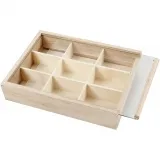 Holzkiste mit Fächern, T 3,5 cm, Größe 17x13 cm, 1 Stk