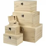 Holzkisten-Set, H 5+7+9+11+13+15 cm, L 8+11,8+15,8+20+24+27,7 cm, B 5,8+8,8+12+15+18+21 cm, 6 Stk/ 1 Set