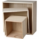 Aufbewahrungskästen, Quadrat, H 15x15+21,5x21,5+28x28 cm, T 12,5 cm, 3 Stk/ 1 Set