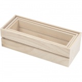 Holz Boxen, H 6,5+7+7,5 cm, L 22+23,5+25 cm, B 7+8,5+10 cm, 3 Stk/ 1 Set