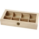 Holzkasten mit Glasdeckel, Größe 32x16x6 cm, Lochgröße 7x7 cm, 1 Stk