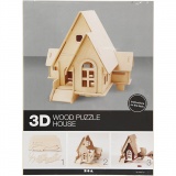 3D-Figuren zum Zusammensetzen, Haus mit Garage und Auffahrt, Größe 22,5x17,5x20,5 , 1 Stk