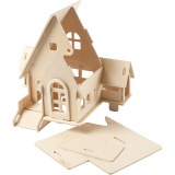 3D-Figuren zum Zusammensetzen, Haus mit Garage und Auffahrt, Größe 22,5x17,5x20,5, 1 Stk