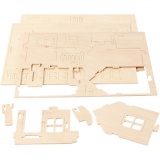 3D-Figuren zum Zusammensetzen, Haus mit Terrasse, Größe 19x17,5x15, 1 Stk