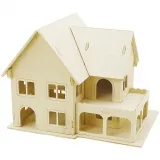 3D-Figuren zum Zusammensetzen, Haus mit Veranda, Größe 22,5x16x17,5, 1 Stk