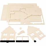 3D-Figuren zum Zusammensetzen, Haus mit Veranda, Größe 22,5x16x17,5 , 1 Stk