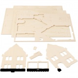 3D-Figuren zum Zusammensetzen, Haus mit Veranda, Größe 22,5x16x17,5, 1 Stk
