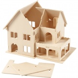 3D-Figuren zum Zusammensetzen, Haus mit Veranda, Größe 22,5x16x17,5, 1 Stk