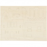 3D-Figuren zum Zusammensetzen, Haus mit Balkon, Größe 15,8x17,5x19,5, 1 Stk