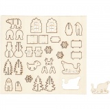 Zusammensteckbare Holzfiguren, Weihnachten, L 15,5 cm, B 17 cm, Dicke 3 mm, 1 Pck