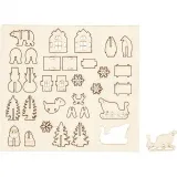 Zusammensteckbare Holzfiguren, Weihnachten, L 15,5 cm, B 17 cm, Dicke 3 mm, 1 Pck
