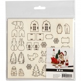 Zusammensteckbare Holzfiguren, Weihnachten, L 15,5 cm, B 17 cm, Dicke 3 mm, 1 Pck