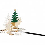 Zusammensteckbare Holzfiguren, Wald mit Hirschen, L 15,5 cm, B 17 cm, Dicke 3 mm, 1 Pck