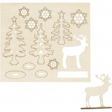Zusammensteckbare Holzfiguren, Wald mit Hirschen, L 15,5 cm, B 17 cm, 1 Pck