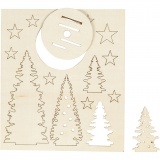 Zusammensteckbare Holzfiguren, Weihnachtsbäume, L 20 cm, B 17 cm, 1 Pck
