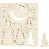Zusammensteckbare Holzfiguren, Weihnachtsbäume, L 20 cm, B 17 cm, Dicke 3 mm, 1 Pck