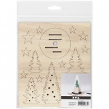 Zusammensteckbare Holzfiguren, Weihnachtsbäume, L 20 cm, B 17 cm, Dicke 3 mm, 1 Pck