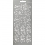 Sticker, Wiege mit Baby, Blatt 10x23 cm, Silber, 1 Bl.