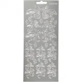 Sticker, Wiege mit Baby, Blatt 10x23 cm, Silber, 1 Bl.
