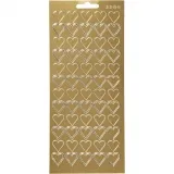 Sticker, Herzen, Blatt 10x23 cm, Gold, 1 Bl.