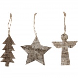 Weihnachtliche Holzfiguren, H 10 cm, B 8 cm, 3 Stk/ 1 Pck