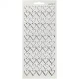 Sticker, Herzen, Blatt 10x23 cm, Silber, 1 Bl.