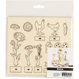 Zusammensteckbare Holzfiguren, L 15,5 cm, B 17 cm, Dicke 3 mm, 1 Pck
