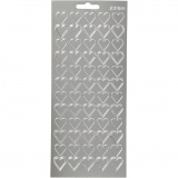 Sticker, Herzen, Blatt 10x23 cm, Silber, 1 Bl.
